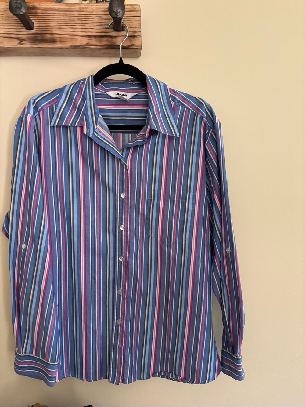 149.) Alia / Blue Multi-Stripe / Long Sleeve / Button Down Shirt